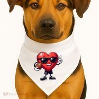 Cute Valentines Day Heart Playing Football USA-Made Doggie Bandana thumb 1