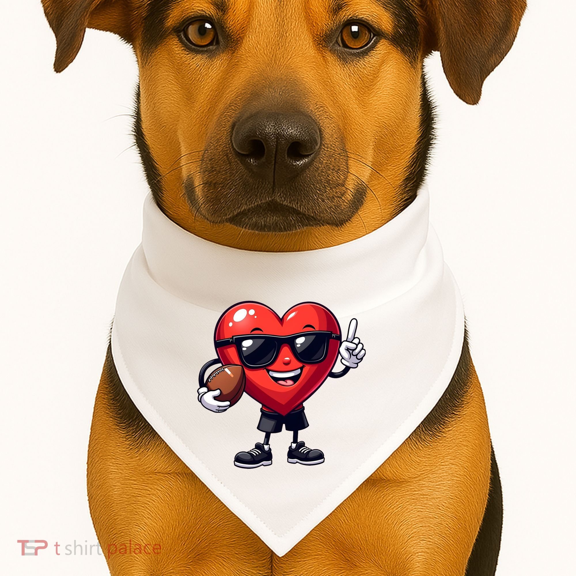Cute Valentines Day Heart Playing Football USA-Made Doggie Bandana