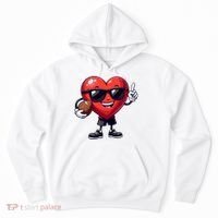 Cute Valentines Day Heart Playing Football Hoodie thumb 0