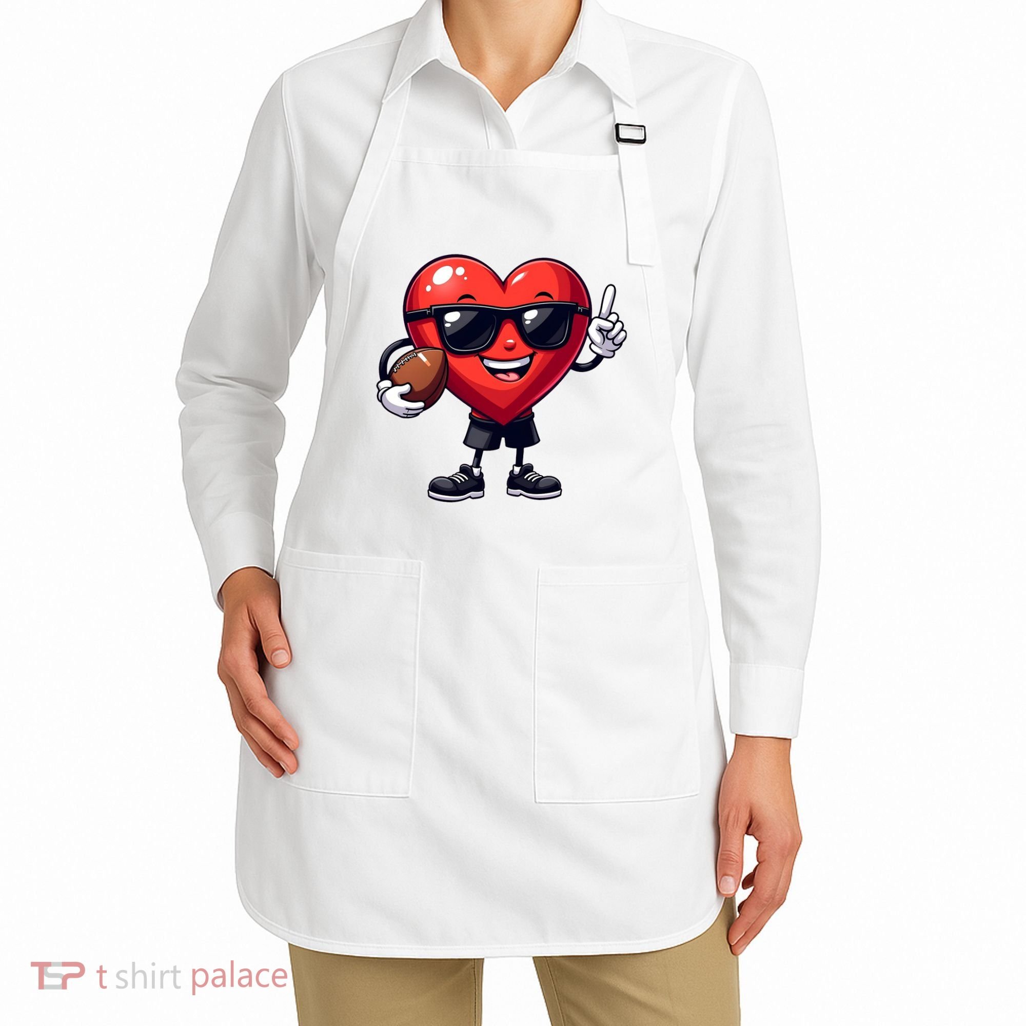 Cute Valentines Day Heart Playing Football Apron