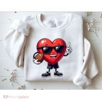 Cute Valentines Day Heart Playing Football Sweatshirt thumb 2