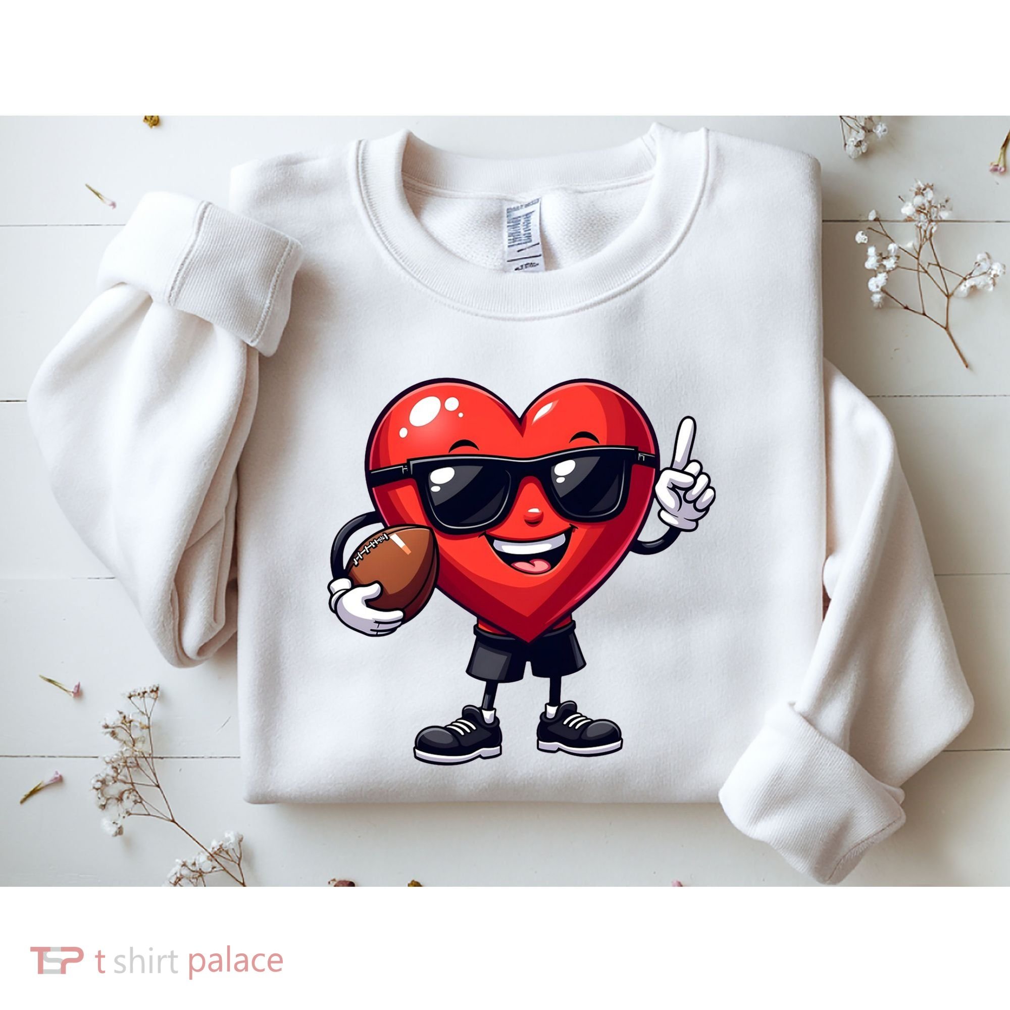 Cute Valentines Day Heart Playing Football Sweatshirt