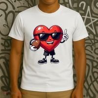 Cute Valentines Day Heart Playing Football T-Shirt thumb 3