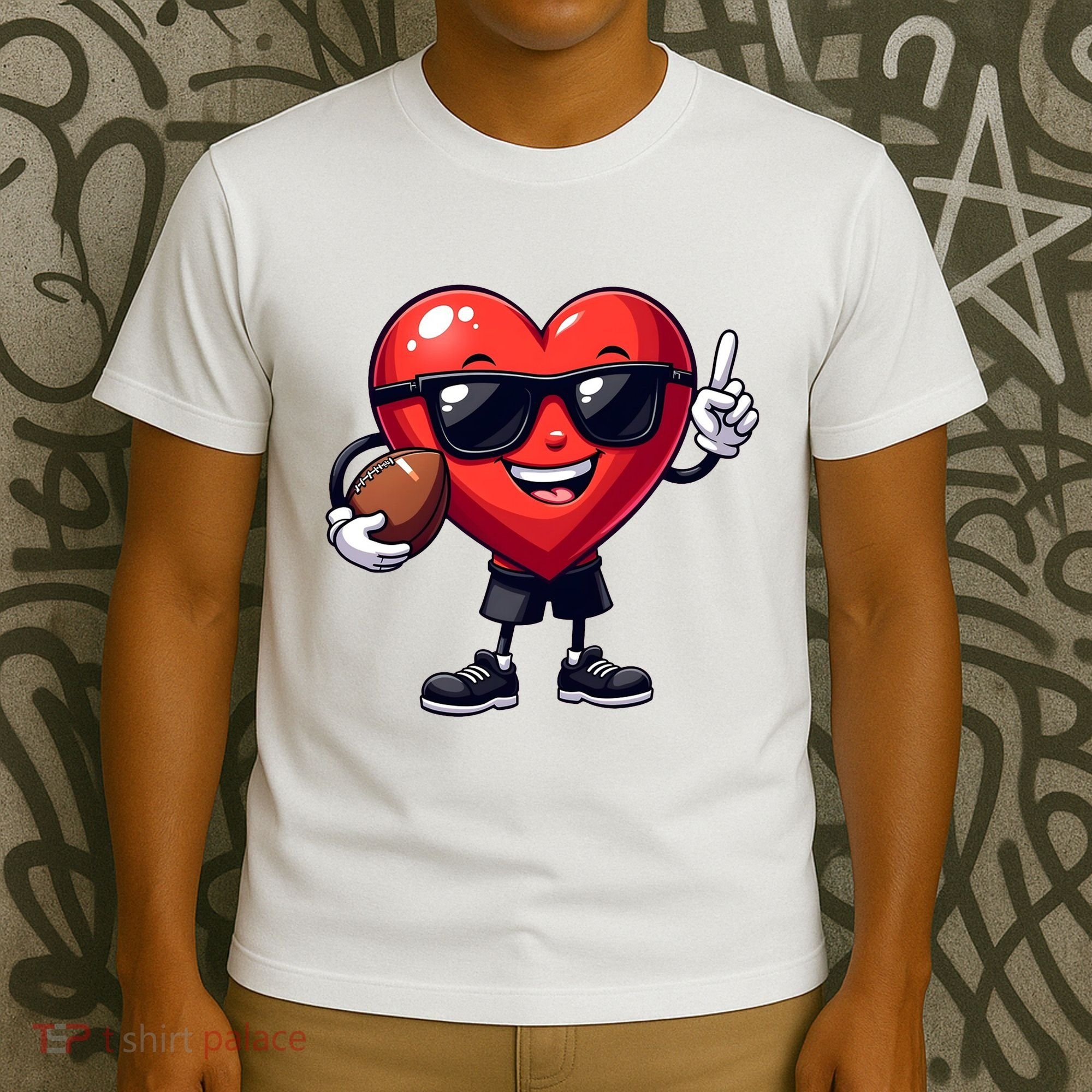 Cute Valentines Day Heart Playing Football T-Shirt