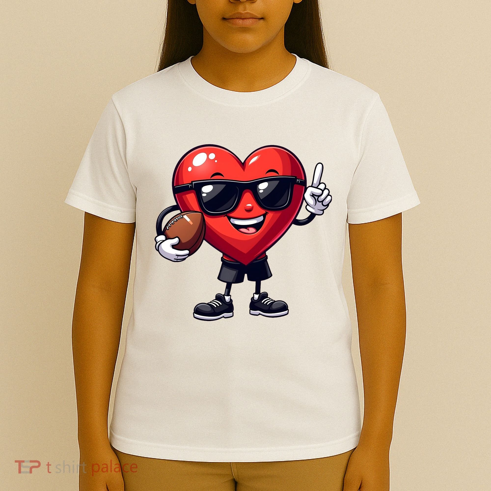 Cute Valentines Day Heart Playing Football T-Shirt