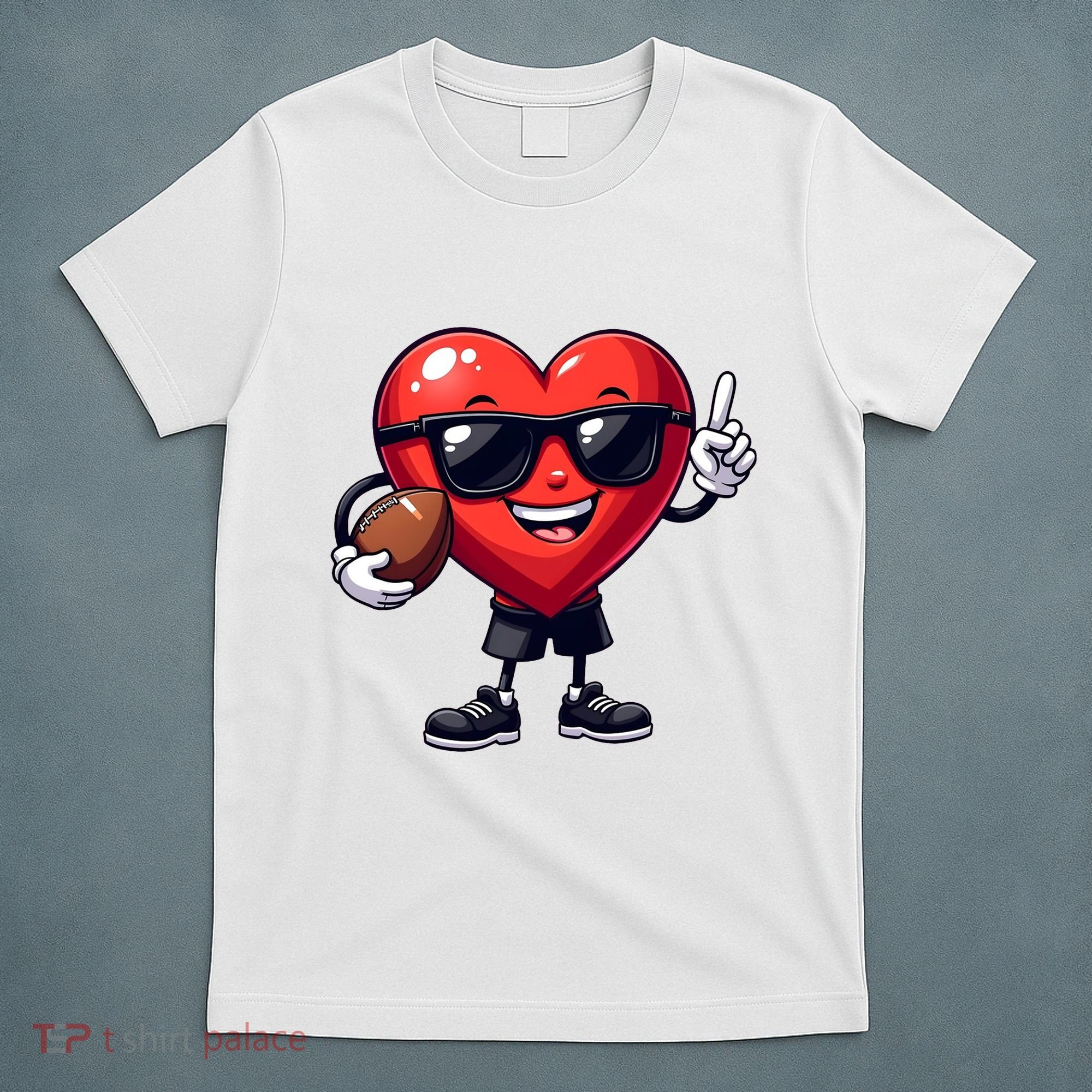 Cute Valentines Day Heart Playing Football T-Shirt