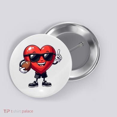 Cute Valentines Day Heart Playing Football Button