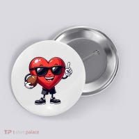 Cute Valentines Day Heart Playing Football Button thumb 0