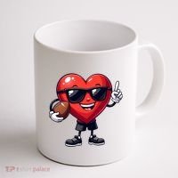 Cute Valentines Day Heart Playing Football Coffee Mug thumb 1