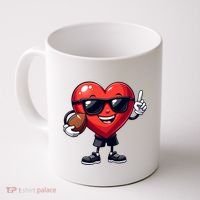 Cute Valentines Day Heart Playing Football Coffee Mug thumb 0