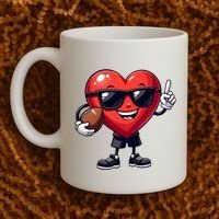 Cute Valentines Day Heart Playing Football Coffee Mug thumb 2