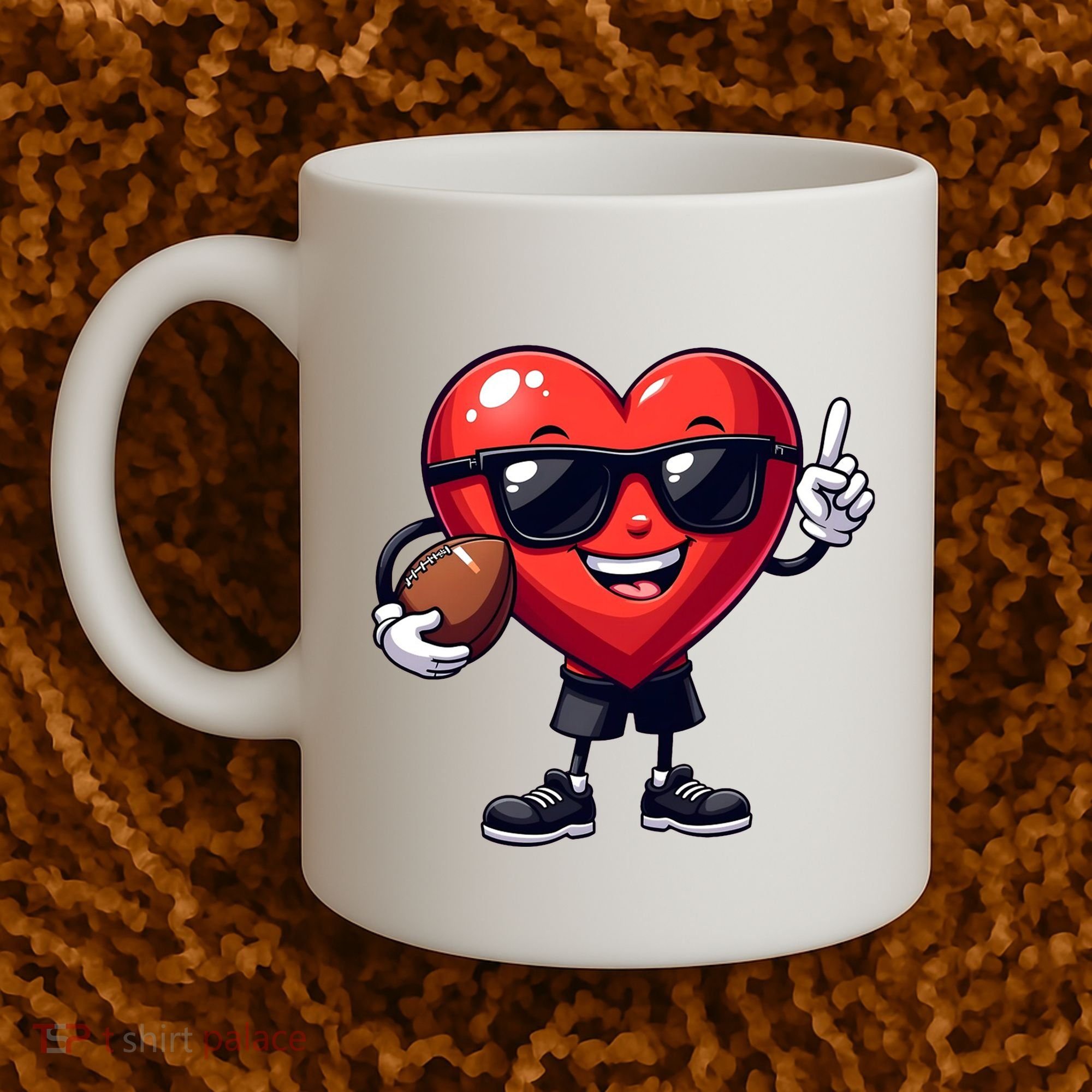 Cute Valentines Day Heart Playing Football Coffee Mug