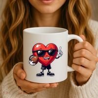 Cute Valentines Day Heart Playing Football Coffee Mug thumb 3
