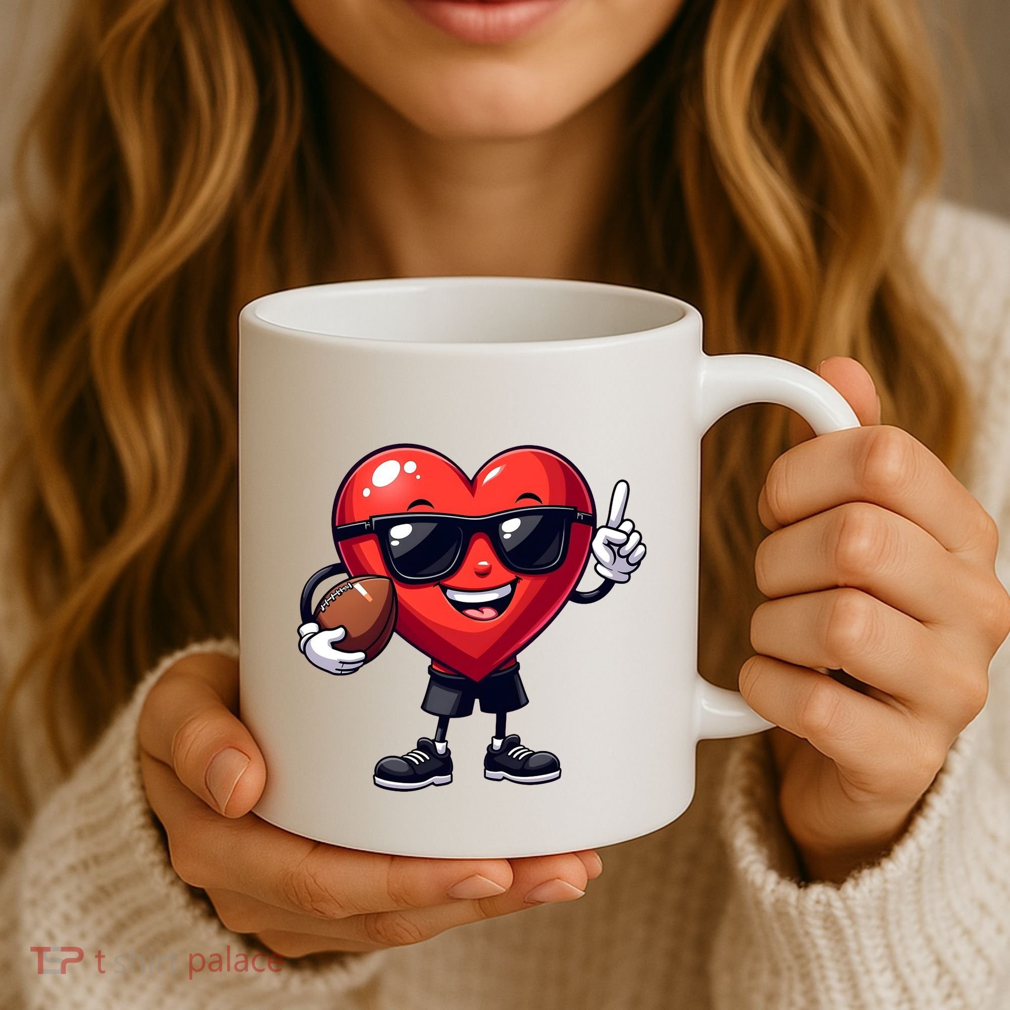 Cute Valentines Day Heart Playing Football Coffee Mug