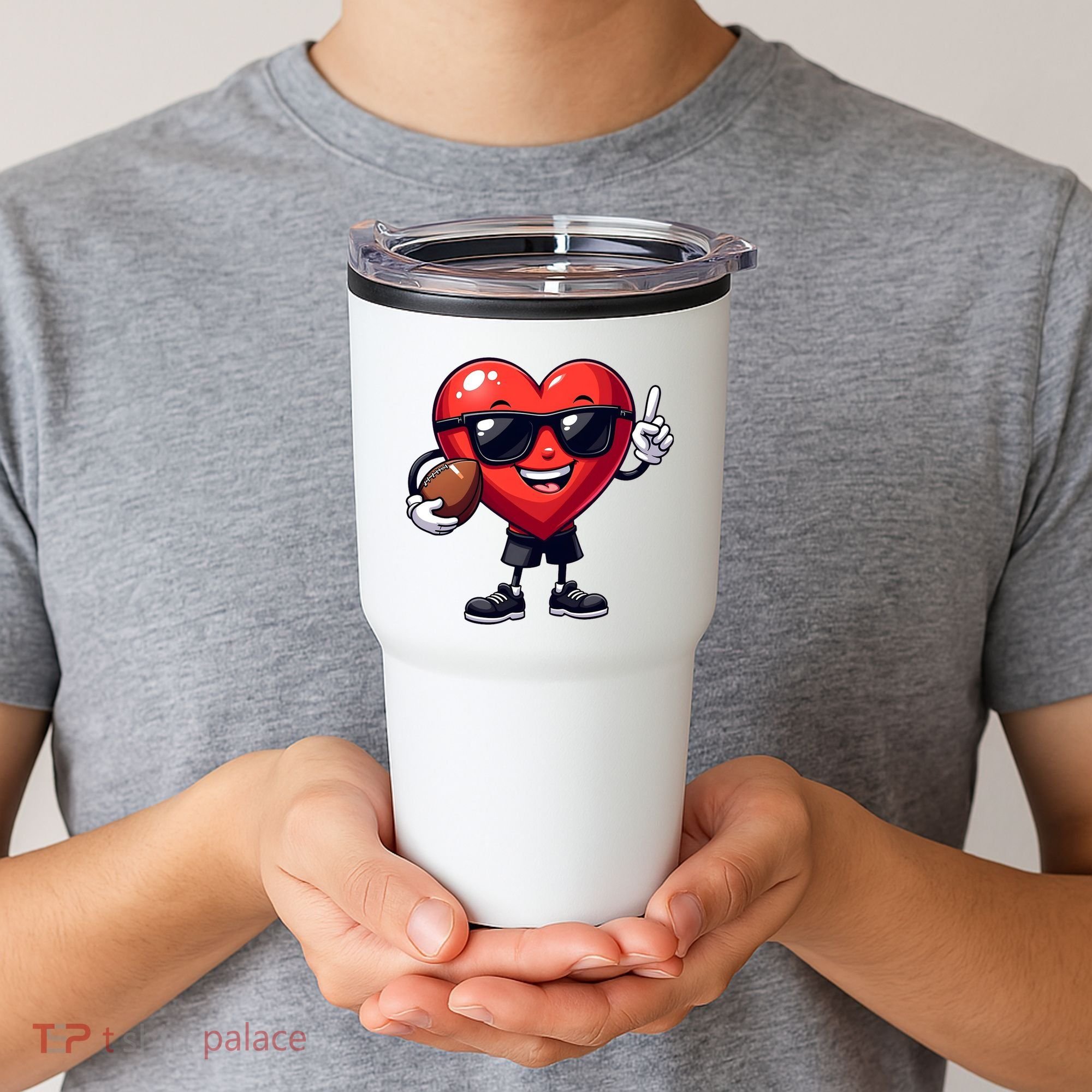 Cute Valentines Day Heart Playing Football Tumbler
