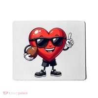 Cute Valentines Day Heart Playing Football Mousepad thumb 0