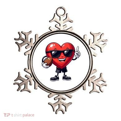 Cute Valentines Day Heart Playing Football Ornament