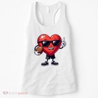 Cute Valentines Day Heart Playing Football Women's Tank Top thumb 0