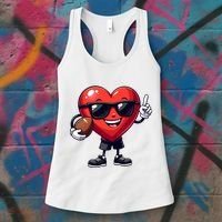 Cute Valentines Day Heart Playing Football Women's Tank Top thumb 3
