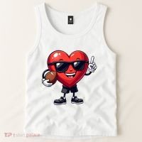 Cute Valentines Day Heart Playing Football Tank Top thumb 2