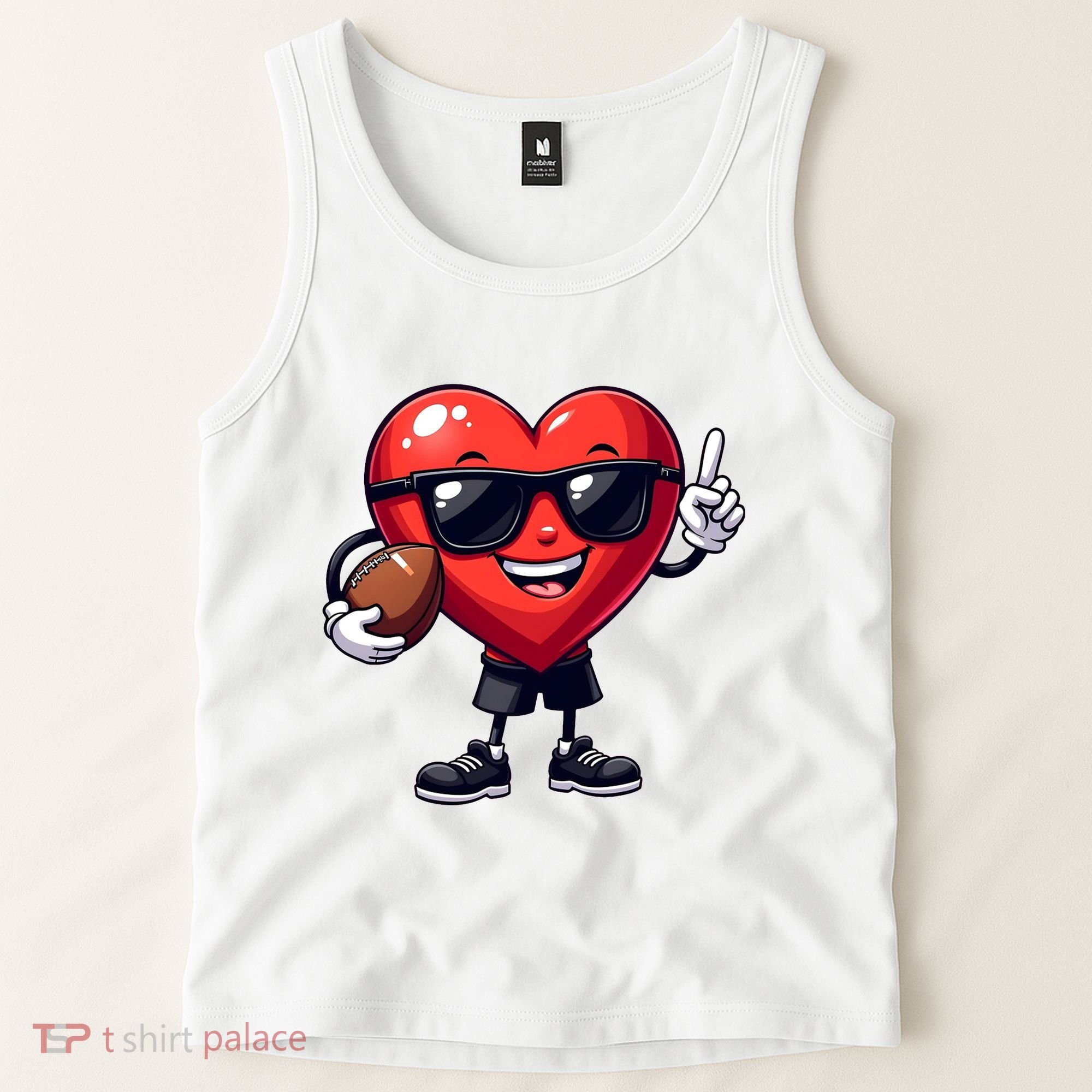 Cute Valentines Day Heart Playing Football Tank Top