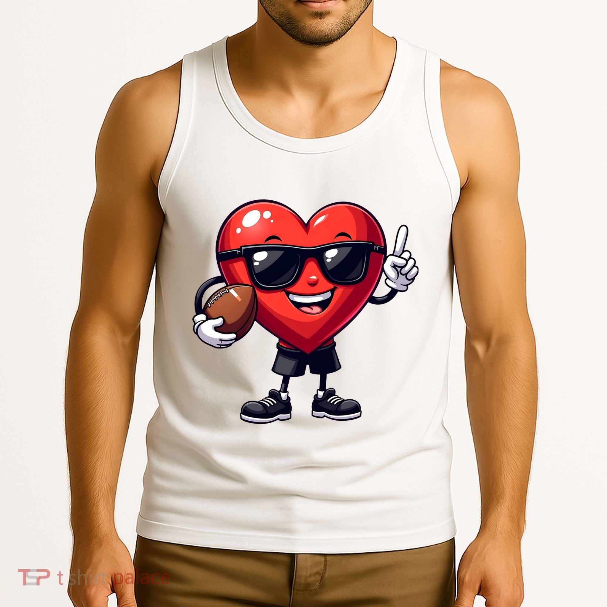 Cute Valentines Day Heart Playing Football Tank Top