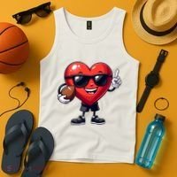 Cute Valentines Day Heart Playing Football Tank Top thumb 4