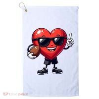 Cute Valentines Day Heart Playing Football Golf Towel thumb 0