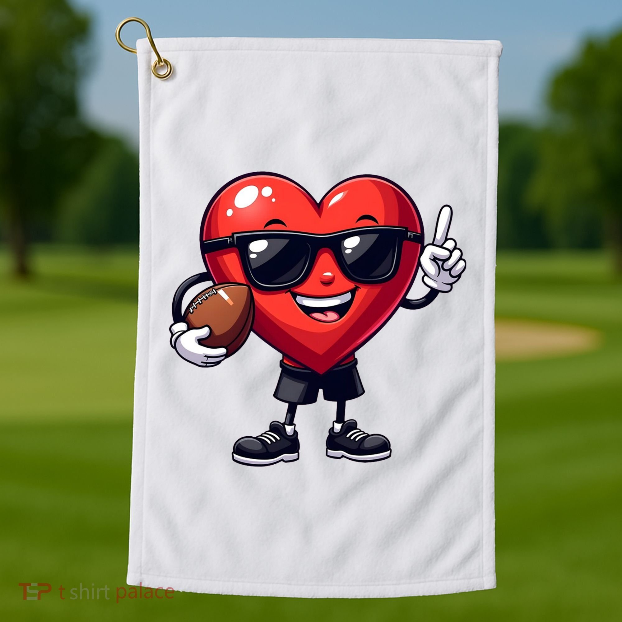 Cute Valentines Day Heart Playing Football Golf Towel