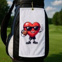 Cute Valentines Day Heart Playing Football Golf Towel thumb 2