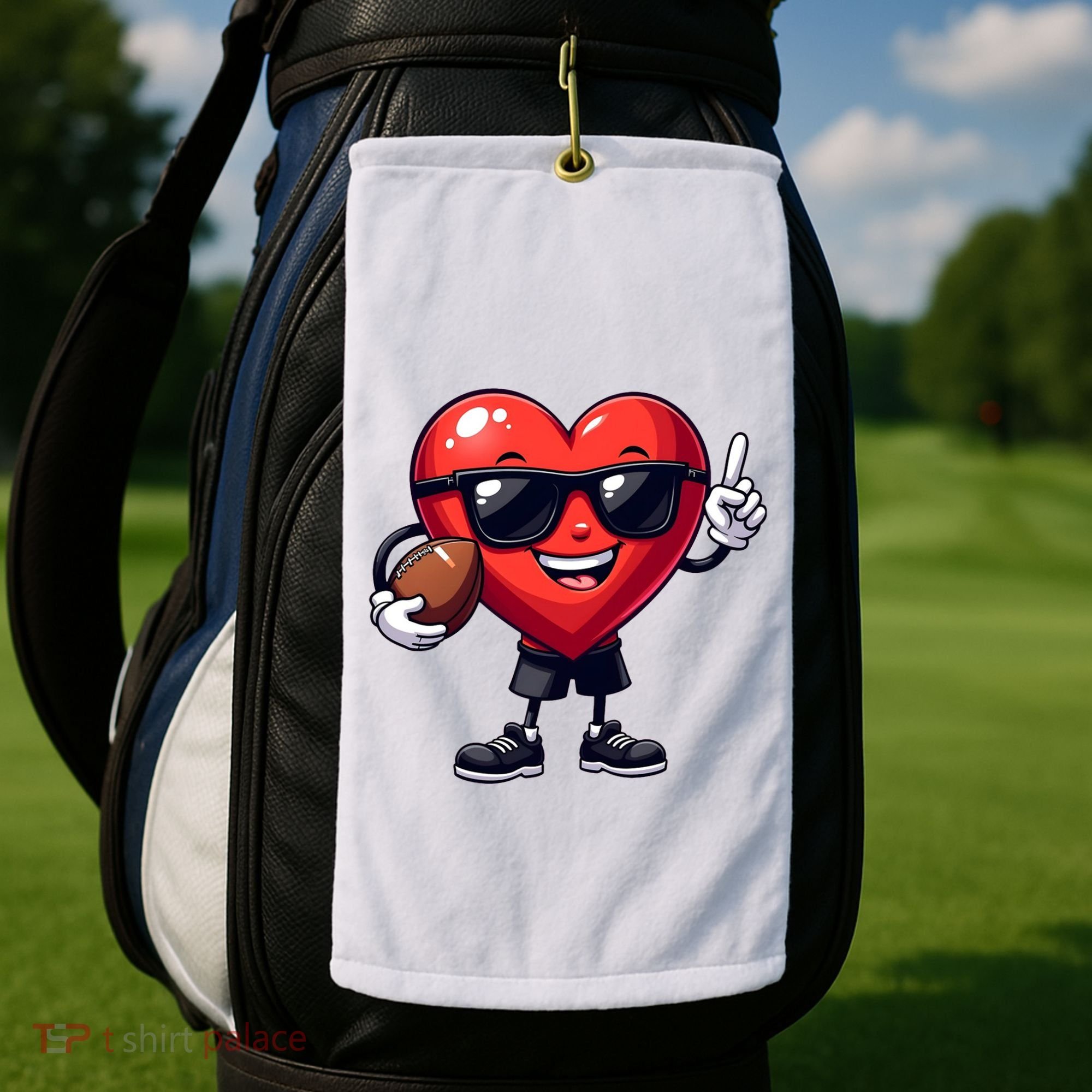 Cute Valentines Day Heart Playing Football Golf Towel