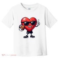 Cute Valentines Day Heart Playing Football Toddler T-Shirt thumb 0