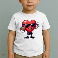 Cute Valentines Day Heart Playing Football Toddler T-Shirt thumb 2
