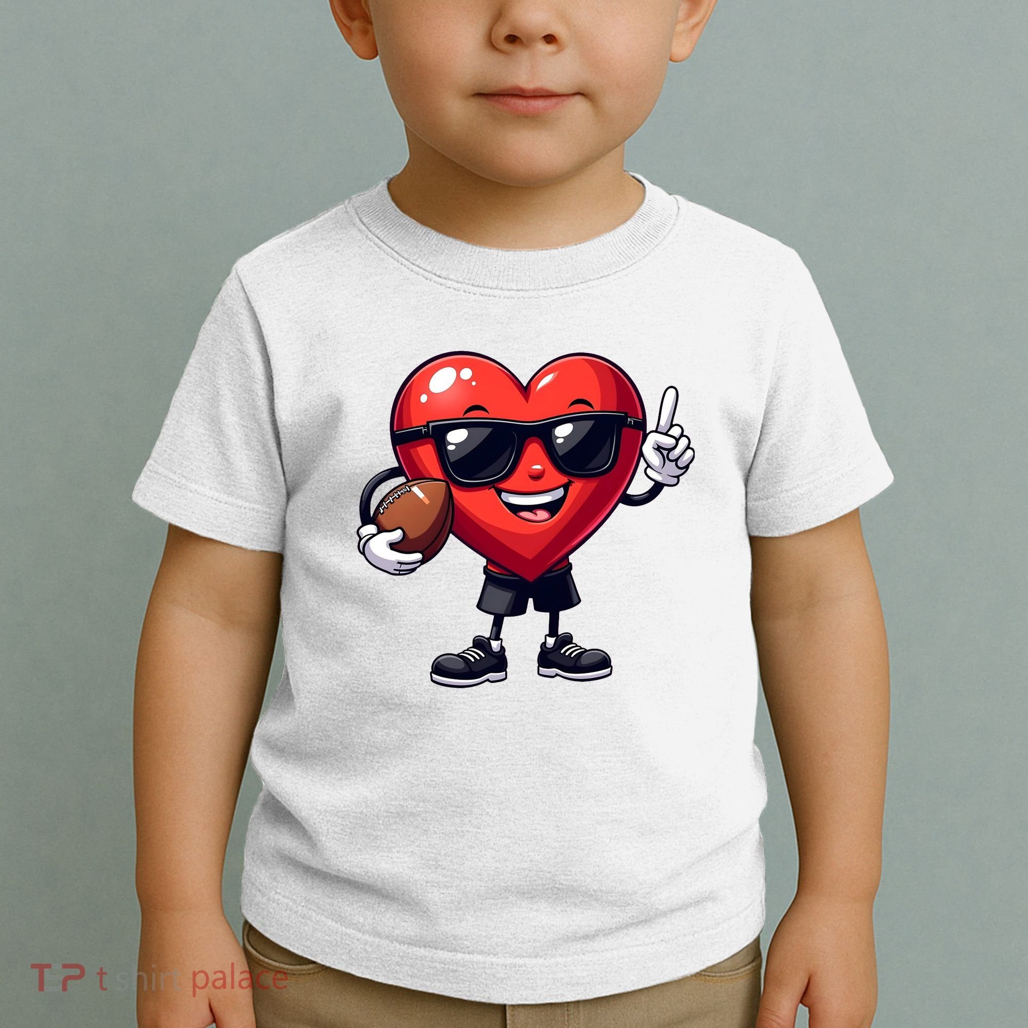 Cute Valentines Day Heart Playing Football Toddler T-Shirt