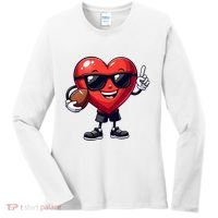 Cute Valentines Day Heart Playing Football Women's Long Sleeve Shirt thumb 0
