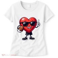Cute Valentines Day Heart Playing Football Women's T-Shirt thumb 0
