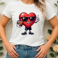 Cute Valentines Day Heart Playing Football Women's T-Shirt thumb 2