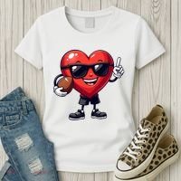 Cute Valentines Day Heart Playing Football Women's T-Shirt thumb 3