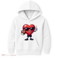 Cute Valentines Day Heart Playing Football Kids Hoodie thumb 0