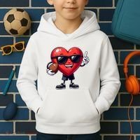 Cute Valentines Day Heart Playing Football Kids Hoodie thumb 2