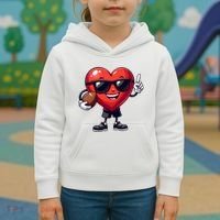 Cute Valentines Day Heart Playing Football Kids Hoodie thumb 3