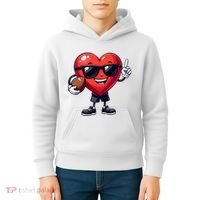 Cute Valentines Day Heart Playing Football Kids Hoodie thumb 4