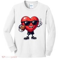Cute Valentines Day Heart Playing Football Kids Long Sleeve Shirt thumb 0
