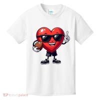 Cute Valentines Day Heart Playing Football Kids T-Shirt thumb 0