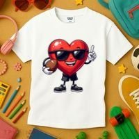 Cute Valentines Day Heart Playing Football Kids T-Shirt thumb 3