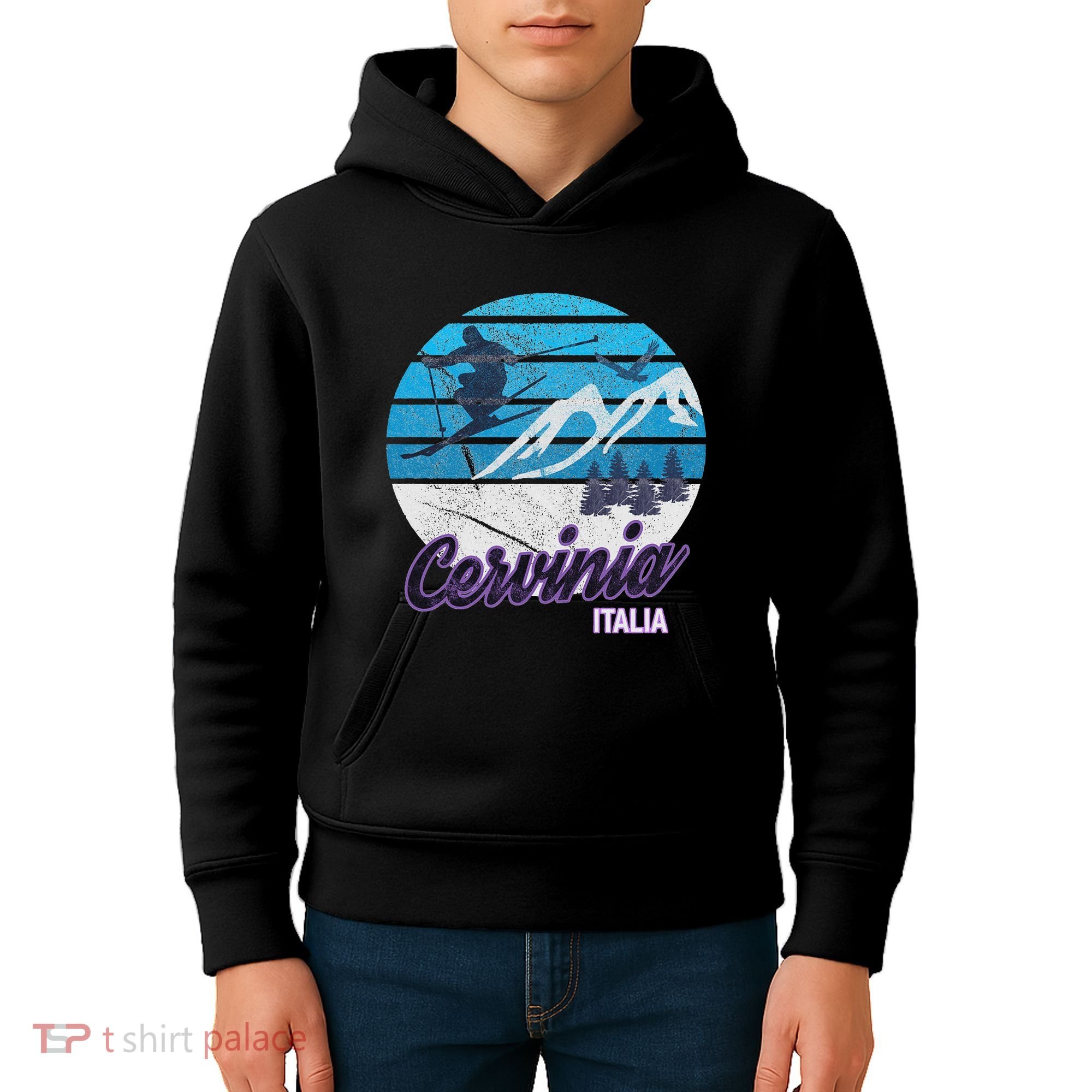 Cervinia Valle DAosta Italy Ski Resort Snowboarding Kids Hoodie