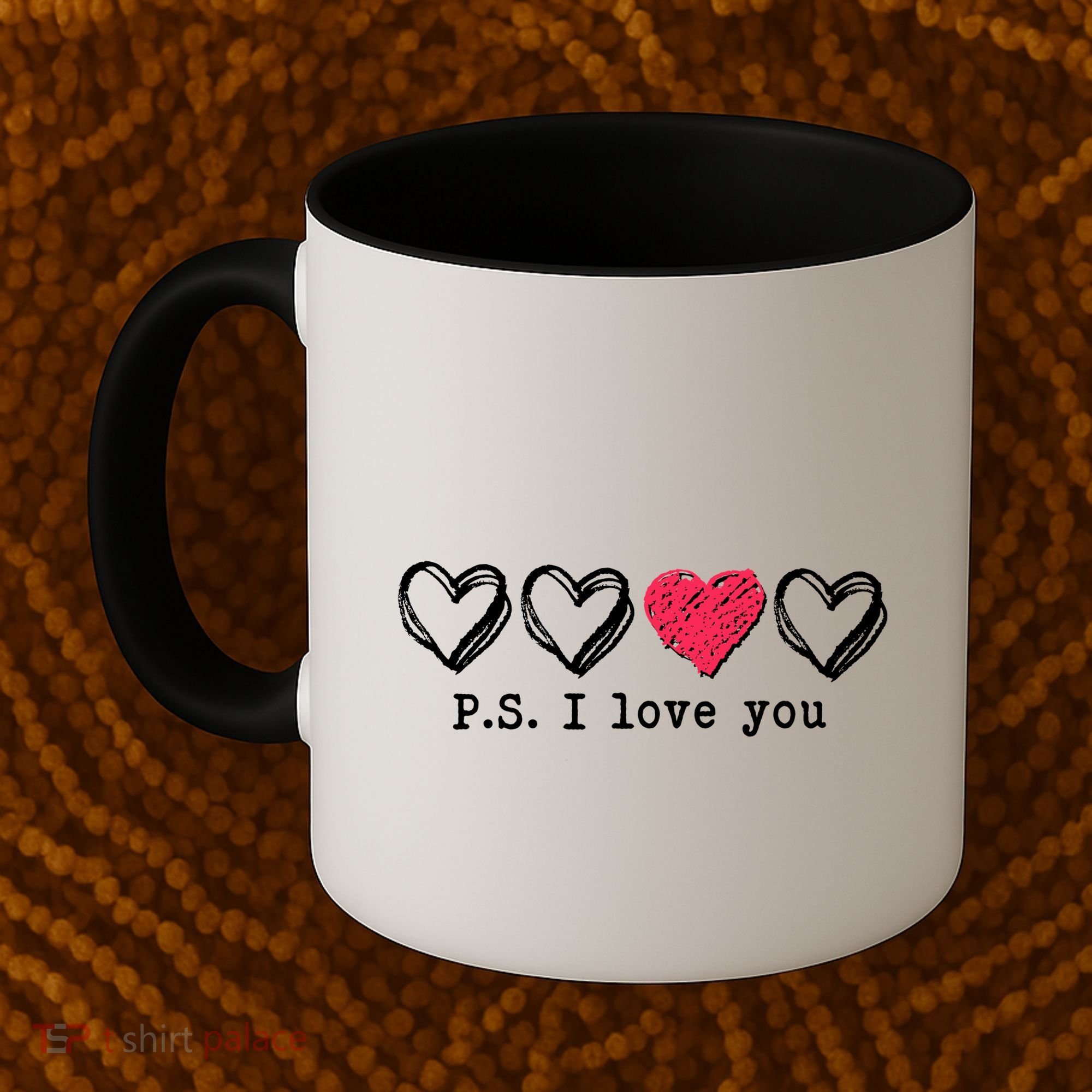 Cute Valentines Day P.S. I Love You Hearts Coffee Mug