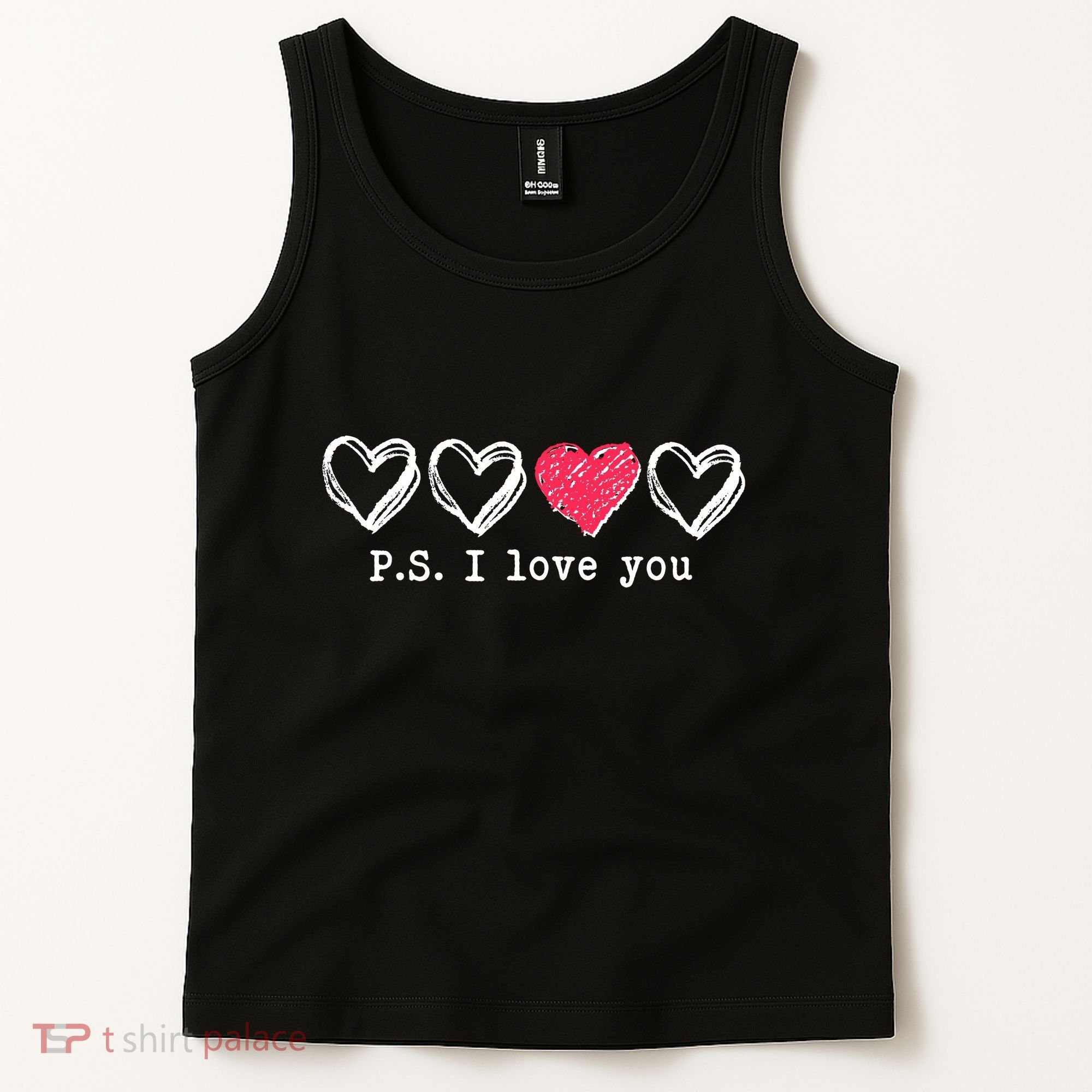 Cute Valentines Day P.S. I Love You Hearts Tank Top