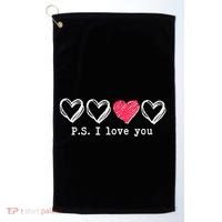 Cute Valentines Day P.S. I Love You Hearts Golf Towel thumb 0