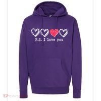 Cute Valentines Day P.S. I Love You Hearts Hoodie thumb 0